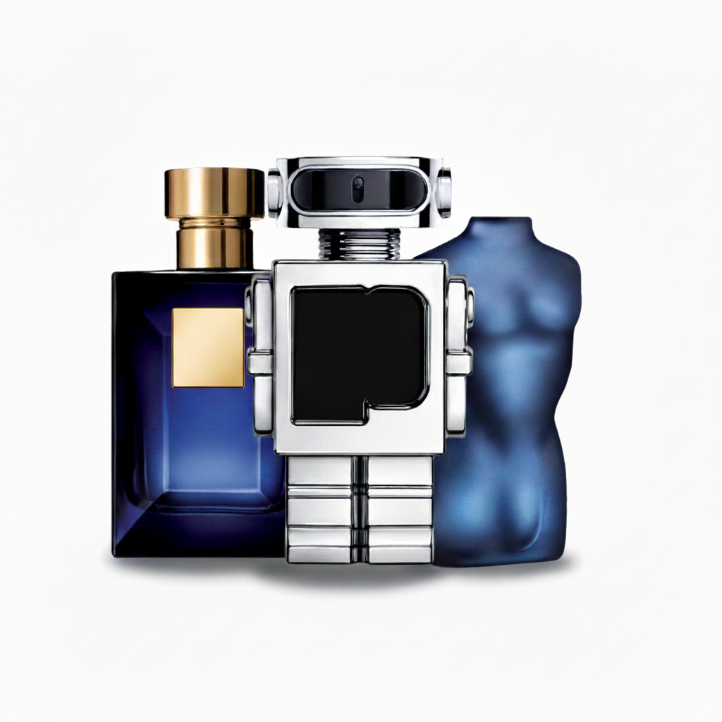 PREMIUM 3ER SET: Holzig-aromatisches Herrenparfüm, Futuristisches Eau de Toilette und Intensives orientalisches Eau de Parfum