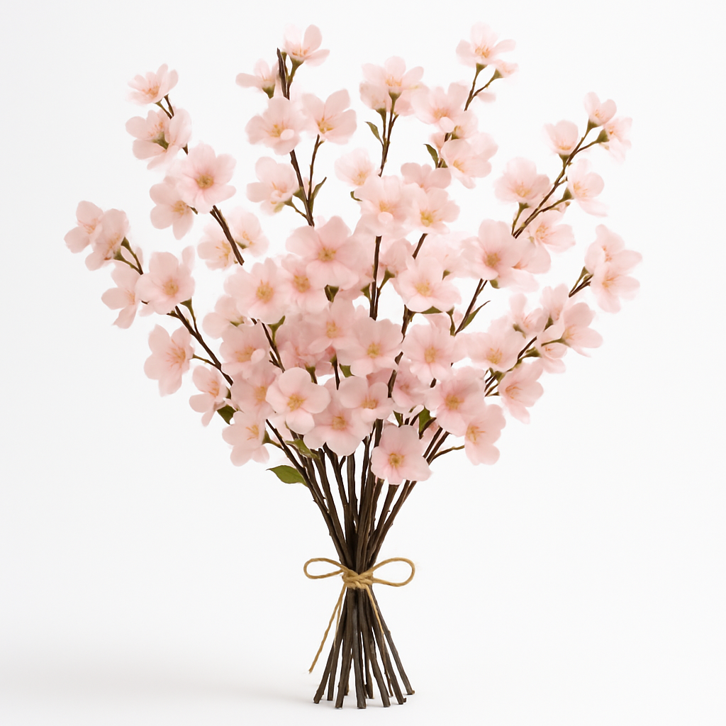 Kunstpflanzen-Set – 10 Stück | Kirschblüte Rosa